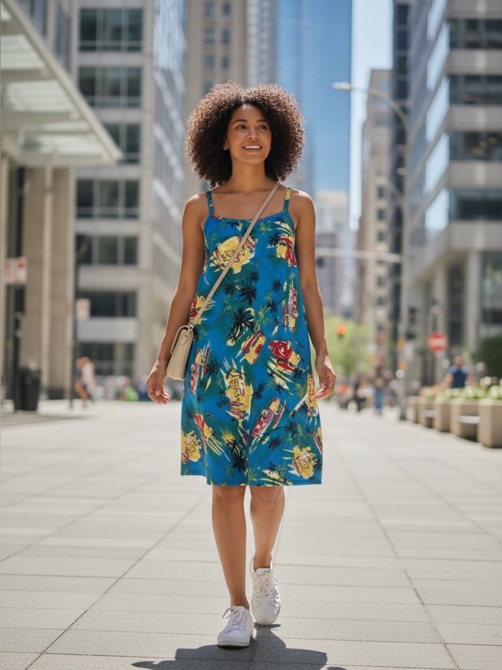 Blue Tropical Print Maxi Summer Beach Dress One Size Adjustable Straps Hawaiian